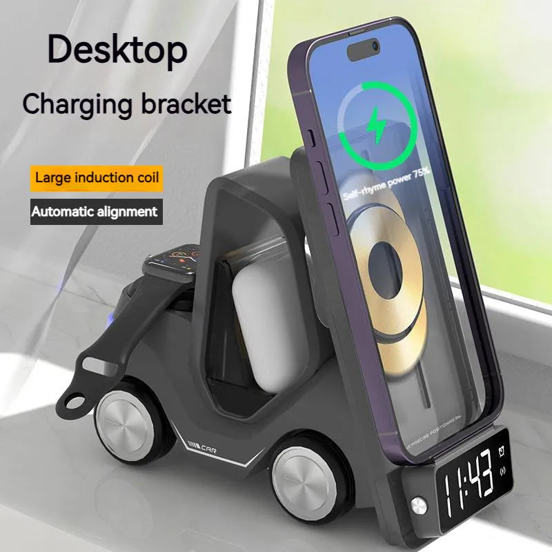 5 in 1 Smart Desktop Wireless Charger| Digital Clock & Night Light