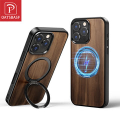 Oatsbasf Wooden Style Phone Case for iPhone - 360° Rotate with Kickstand | IPC334