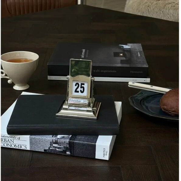 Silver Perpetual Flip Desk Calendar 12