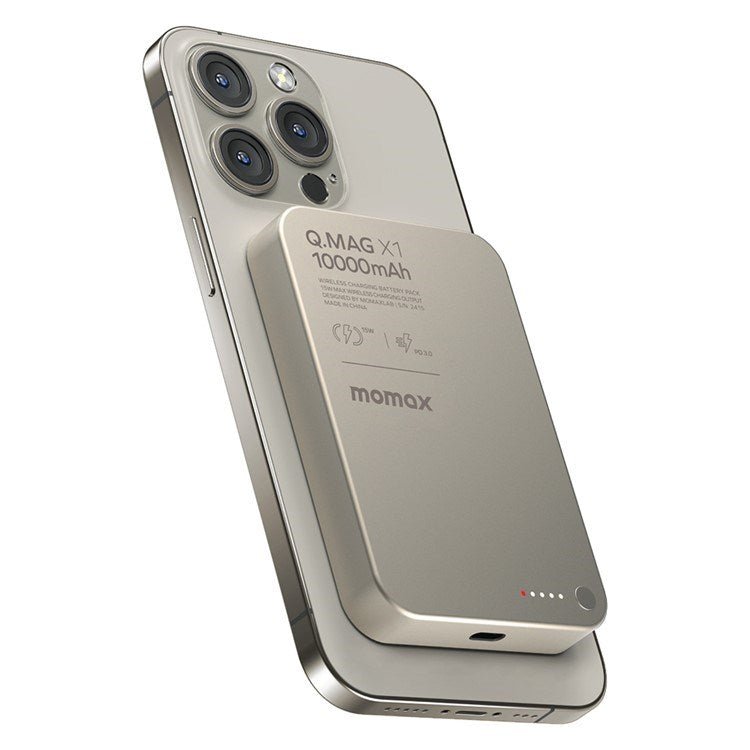 MOMAX-Magnetic-Power-Bank-Silver-10000mAh